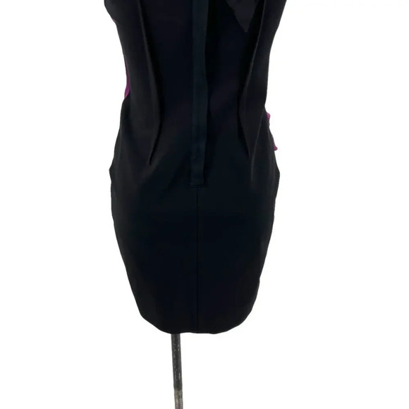 Vera Wang Bodycon Mini Dress Sleeveless Satin Tie Sleeve Draped Purple‎ Size 2 - Picture 9 of 14